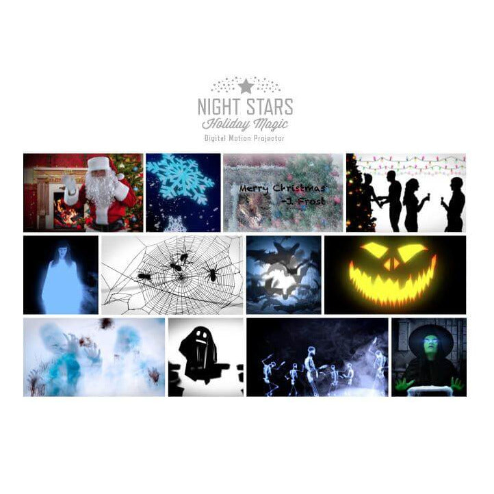Night Stars Digital Motion Projector with 12 Holiday Animations LL03-DFX-R