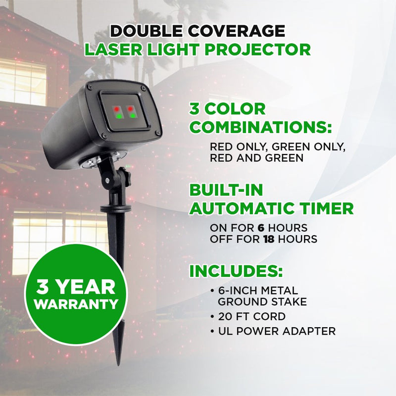 Night Stars Double Coverage - Red and Green Laser Light LL03-QUATRO