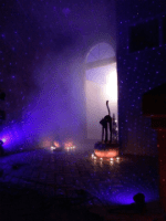 Add fog to your Spright Laser decorations for Halloween.