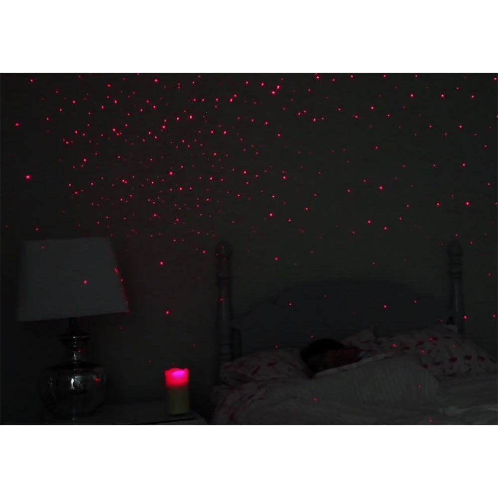 Night Stars Red Laser & Flickering LED Wax Candle (Battery-Operated)
